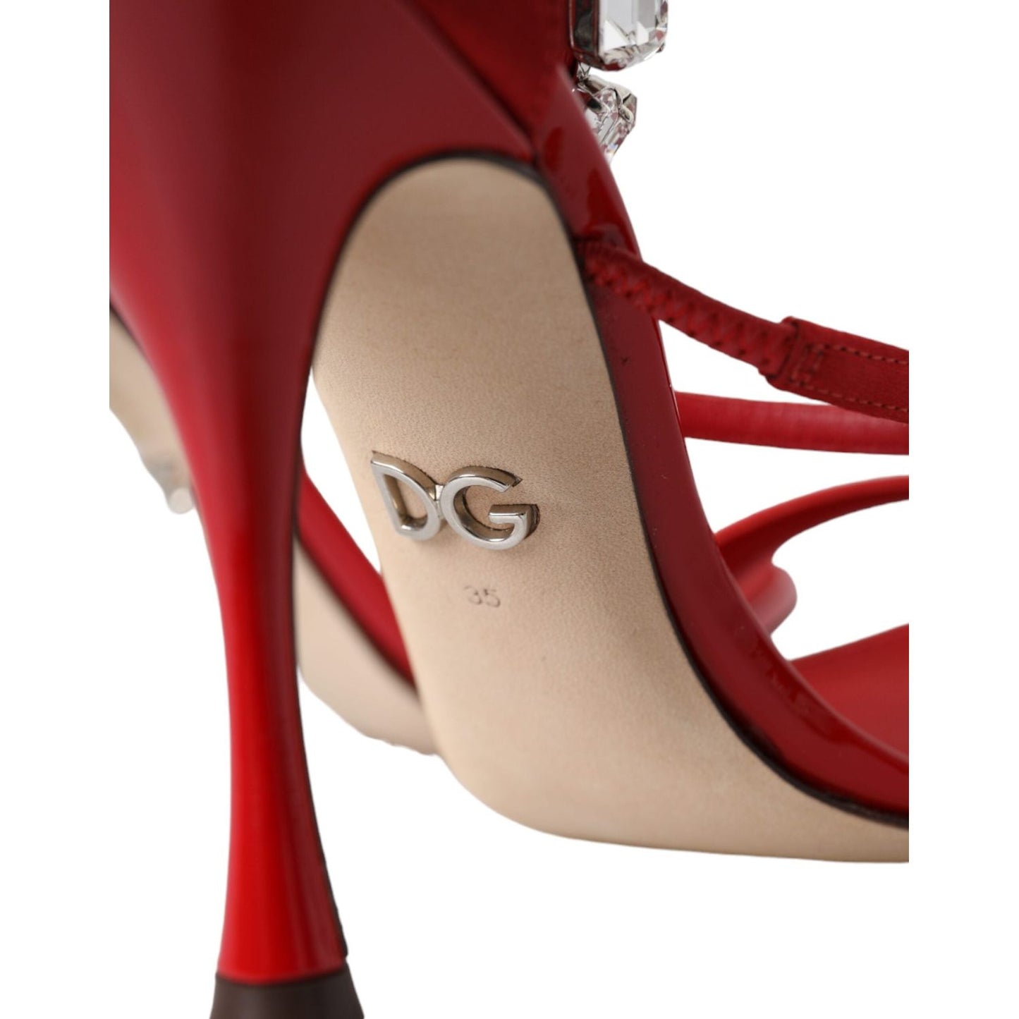 Dolce & Gabbana Red Keira Satin Crystals Sandals Heels Shoes LA11221-35