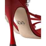 Dolce & Gabbana Red Keira Satin Crystals Sandals Heels Shoes LA11221-35