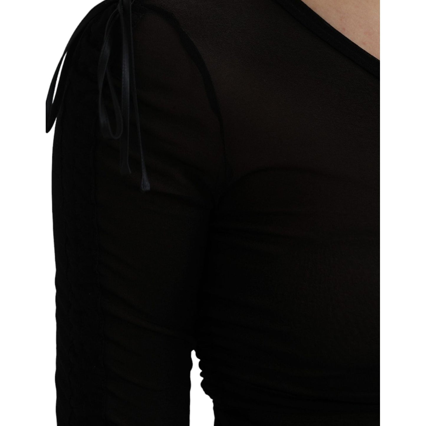 Dolce & Gabbana Black Sheer Bodycon Sheath Midi Dress