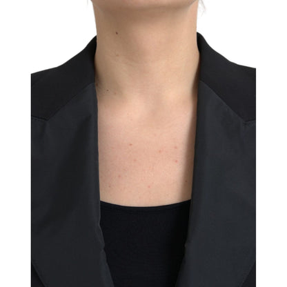 Dolce & Gabbana Black Polyester Puffed Sleeves Cropped Jacket