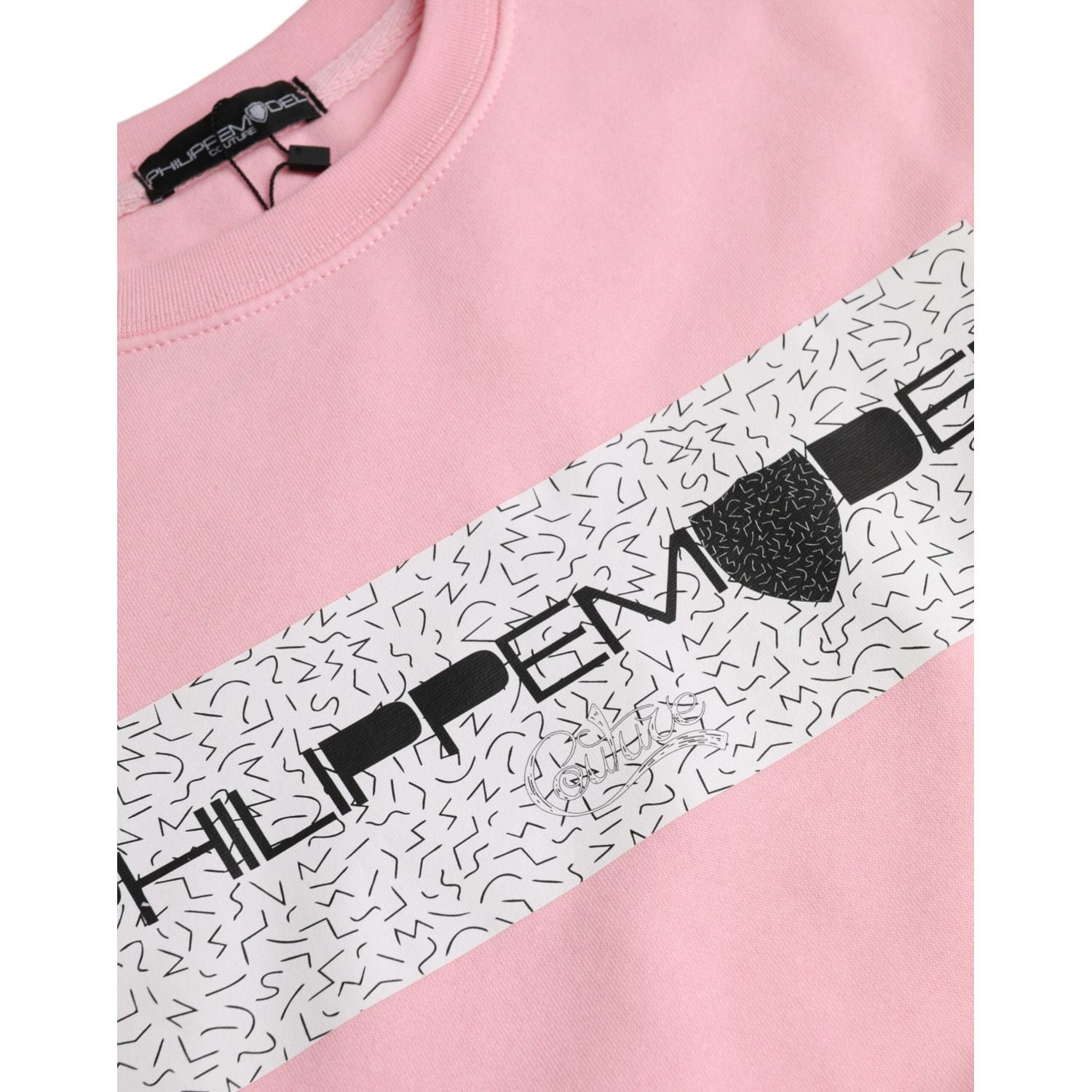 Philippe Model Pink Cotton Logo Print Long Sleeves Pullover Sweater