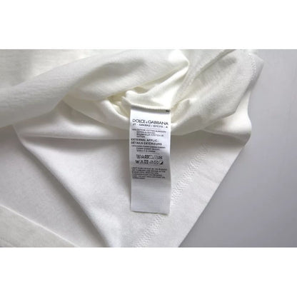 Dolce & Gabbana White Logo Floral Cotton Crew Neck T-shirt
