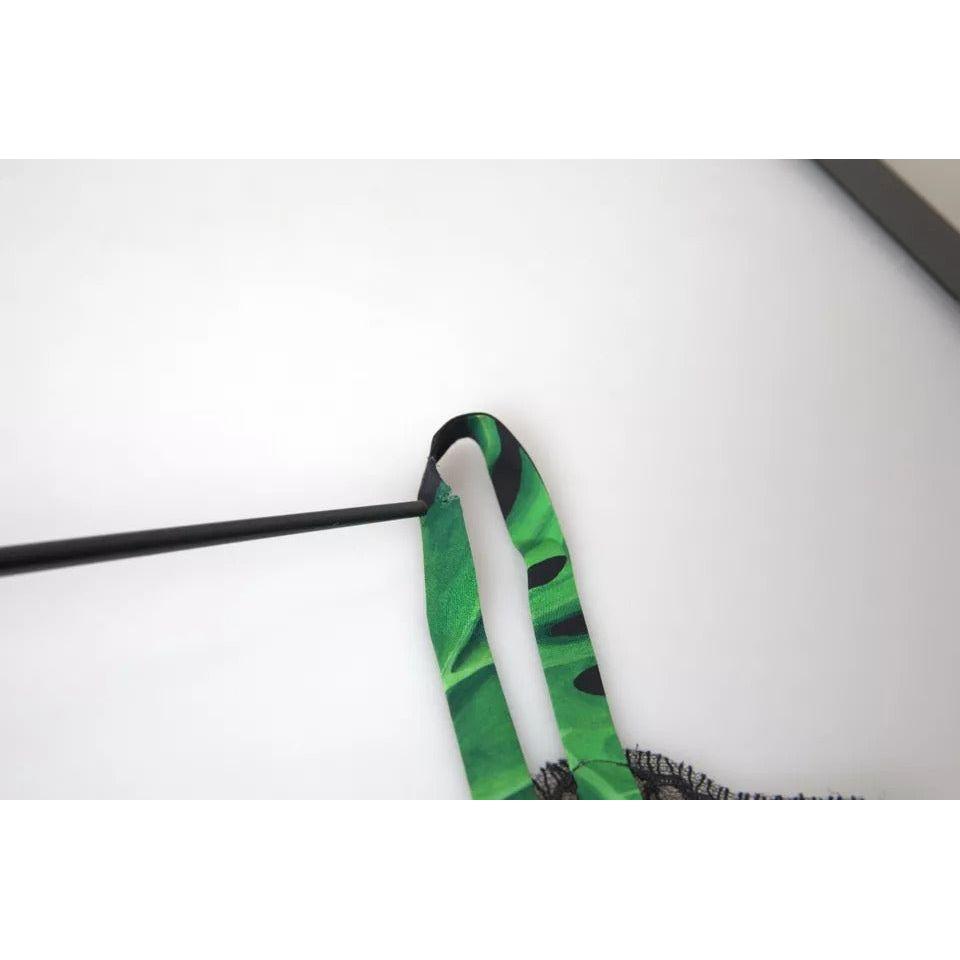 Dolce & Gabbana Black Philodendron Print Silk Camisole Underwear