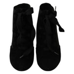 Dolce & Gabbana Black Suede Stretch Ankle Boots Booties Shoes