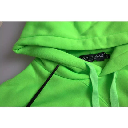 Dolce & Gabbana Neon Green Logo Pullover Hooded Sweatshirt Sweater