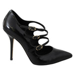 Dolce & Gabbana Black Leather Ankle Strap Heels Pumps Shoes LA8801-37