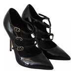 Dolce & Gabbana Black Leather Ankle Strap Heels Pumps Shoes LA8801-37