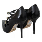 Dolce & Gabbana Black Leather Ankle Strap Heels Pumps Shoes LA8801-37