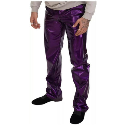 Dolce & Gabbana Purple Shining Men Casual Pants