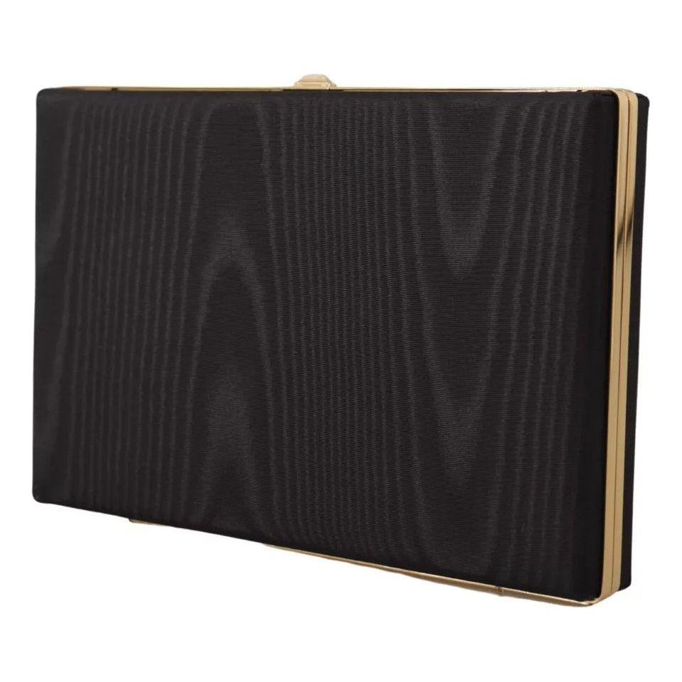 Dolce & Gabbana Black Silk Gold Frame Clutch Evening Party Purse Bag