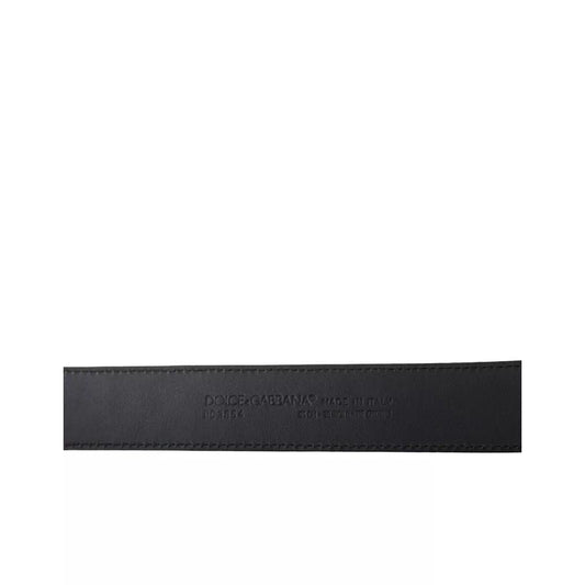 Dolce & Gabbana Black Exotic Leather Gold Metal Buckle Belt