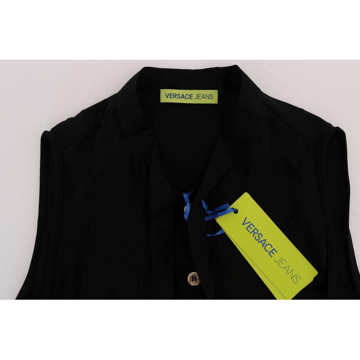 Versace Jeans Black Sleeveless Viscose Blouse Top