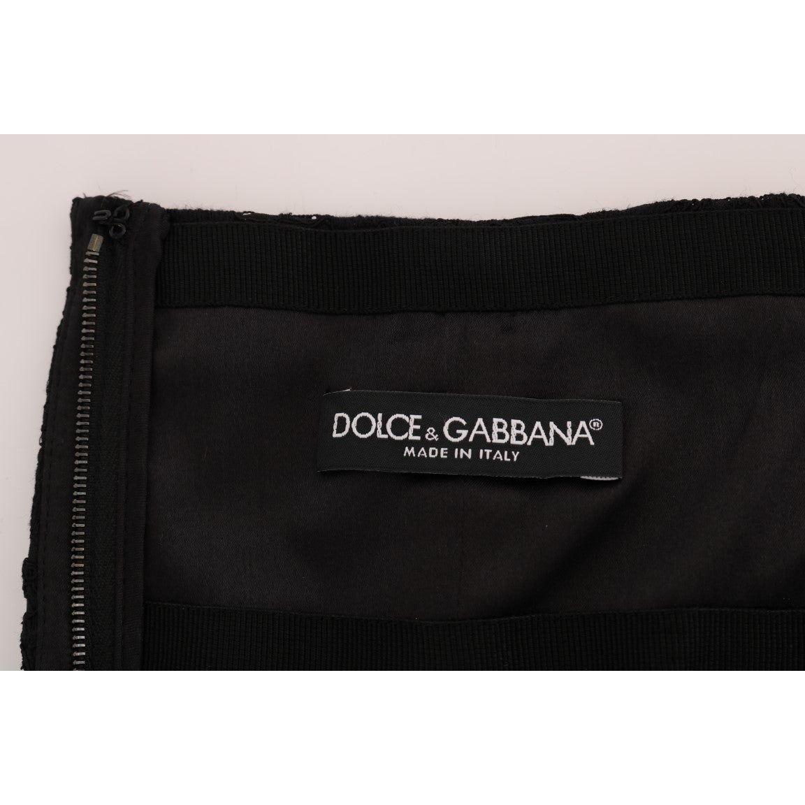 Dolce & Gabbana Black Floral Cutout Lace A-Line Skirt SKI1041-1