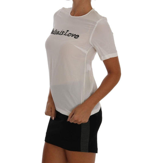 Dolce & Gabbana White Silk ITALIA IS LOVE Blouse T-shirt TSH1100-1