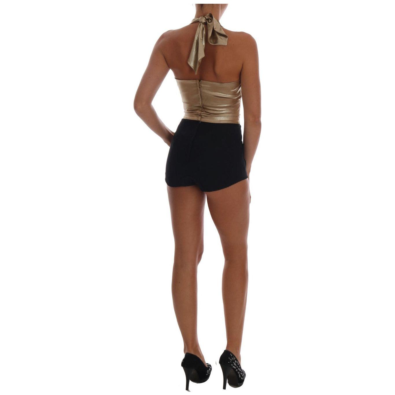 Dolce & Gabbana Gold Silk Stretch Romper Body TSH1430-1