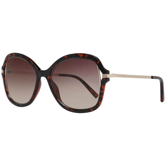 Guess brown women's butterfly sunglasses with gradient lenses, metal and plastic frame. 100% UVA/UVB protection, includes branded case.