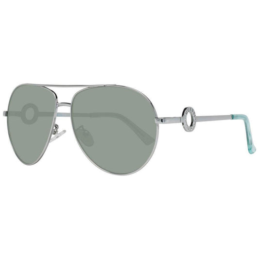Guess silver aviator sunglasses for women with metal frame and grey lenses, offering 100% UVA & UVB protection.