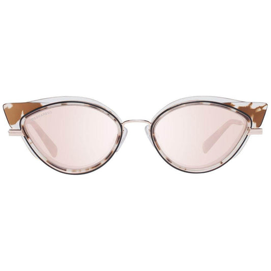Alt Tag: Dsquared² brown women's cat eye sunglasses with mirrored lenses, full-rim brown metal and plastic frame, UVA & UVB protection.