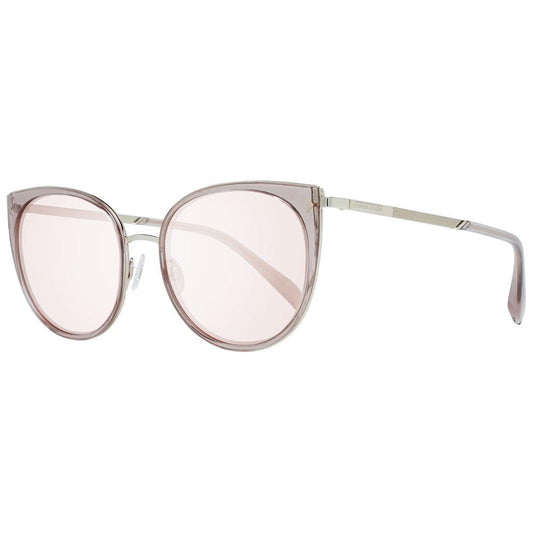 Karen Millen pink cat-eye women's sunglasses with mirrored lenses, rose metal and plastic frame, UVA/UVB protection, size 55-18-145.