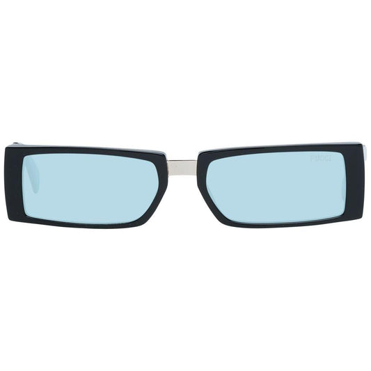 Emilio Pucci women's sunglasses, black plastic frame, turquoise lenses, rectangle style, full-rim. 100% UVA & UVB protection.