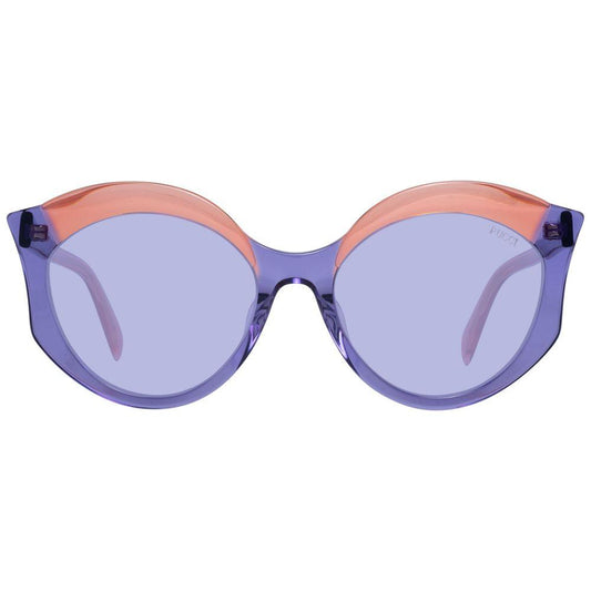 Emilio Pucci purple women's butterfly sunglasses with full-rim plastic frame, 100% UVA & UVB protection, and branded case included.