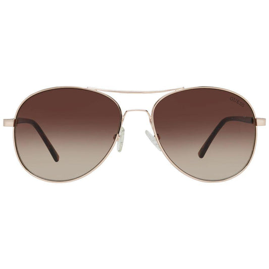 Guess Gold Women's Aviator Sunglasses with Gradient Brown Lenses, Metal Frame, Full-Rim Style, 100% UV Protection
