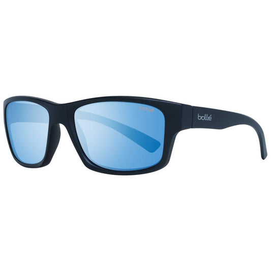 Bolle Black Unisex Sunglasses with Blue Photochromatic Polarized Lenses, Full-Rim Plastic Frame, UVA & UVB Protection, Trapezium Style