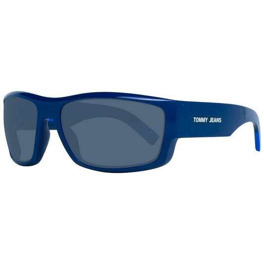 Tommy Hilfiger blue unisex sunglasses with eco polyamide blue frame, full-rim trapezium style, 100% UVA & UVB protection.