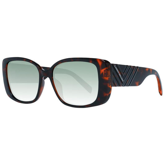 Karen Millen brown square women's sunglasses with gradient green lenses and full-rim TR90 frame. Includes branded case.