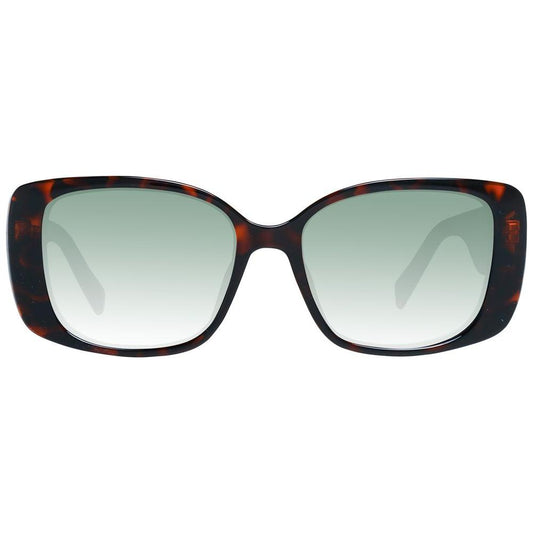 Karen Millen brown women's square sunglasses with gradient green lenses, TR90 full-rim frame, UVA & UVB protection.