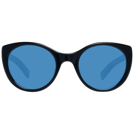 Ermenegildo Zegna black unisex sunglasses with blue polarized lenses and full-rim plastic frame, shown from the front.