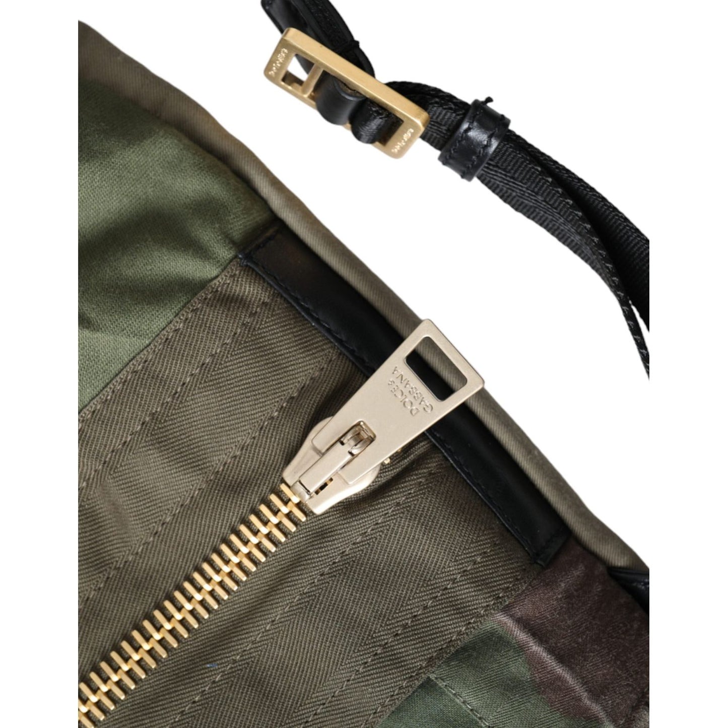 Dolce & Gabbana Military Green Patchwork Rucksack Backpack Bag