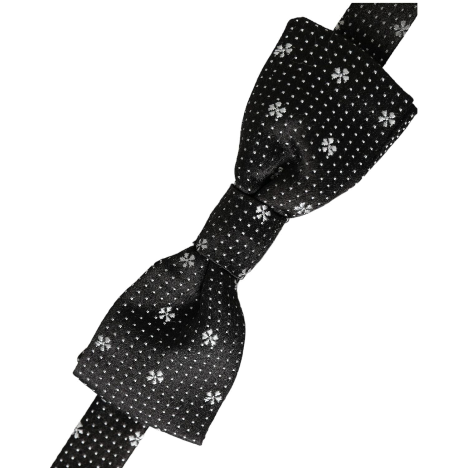 Dolce & Gabbana Black Silk Floral Adjustable Neck Men Papillon Bow Tie