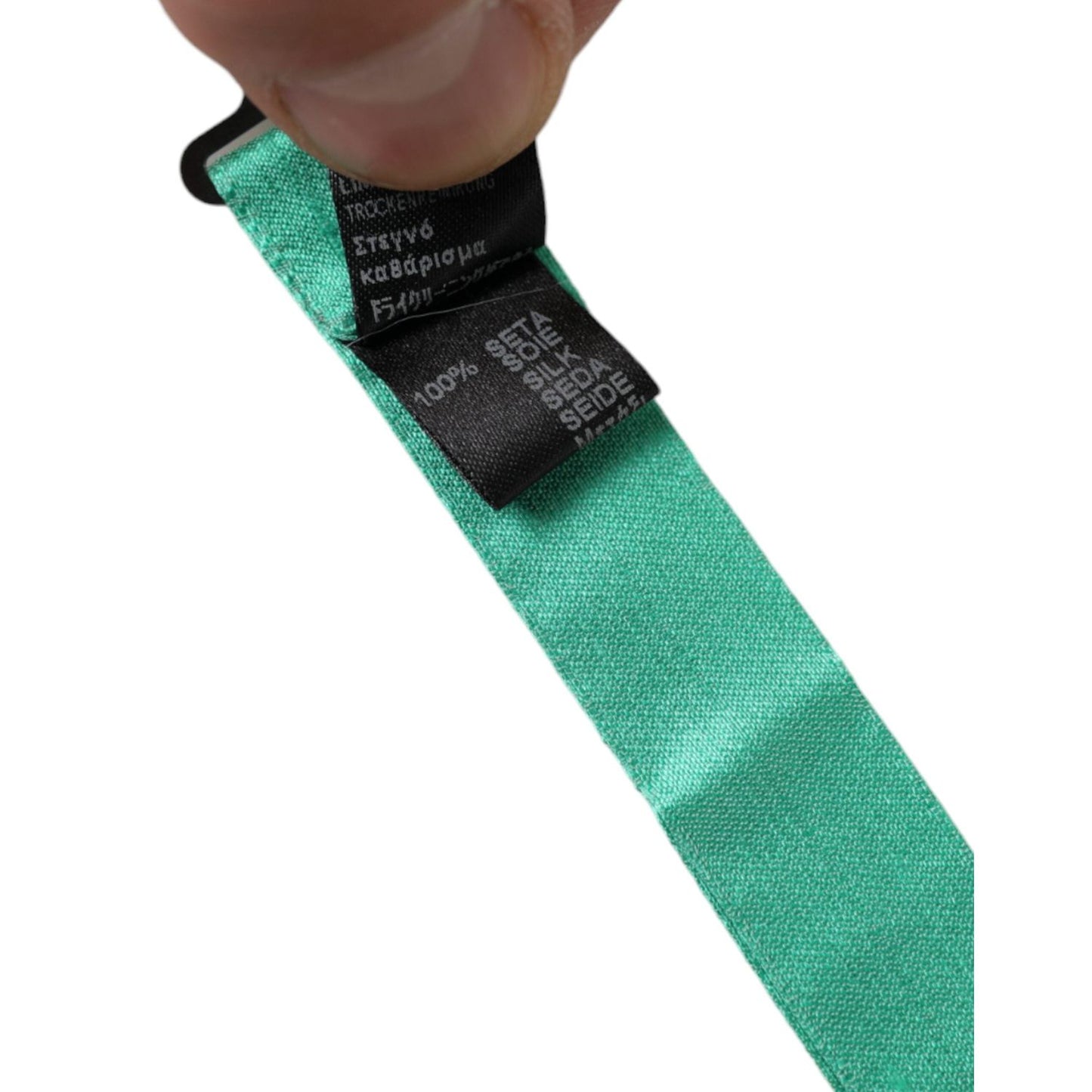 Dolce & Gabbana Mint Green Silk Adjustable Neck Men Bow Tie FT3914