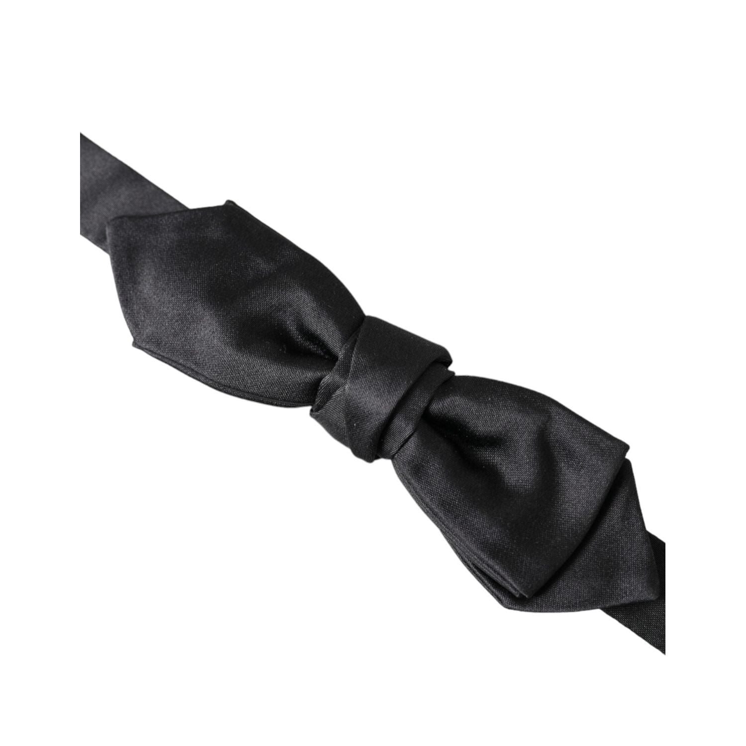 Dolce & Gabbana Black Satin Silk Adjustable Neck Men Bow Tie