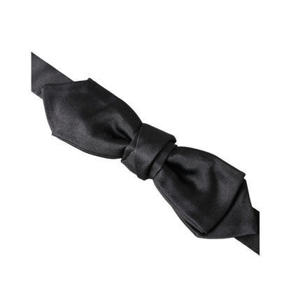 Dolce & Gabbana Black Satin Silk Adjustable Neck Men Bow Tie