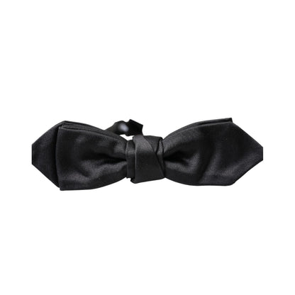 Dolce & Gabbana Black Satin Silk Adjustable Neck Men Bow Tie