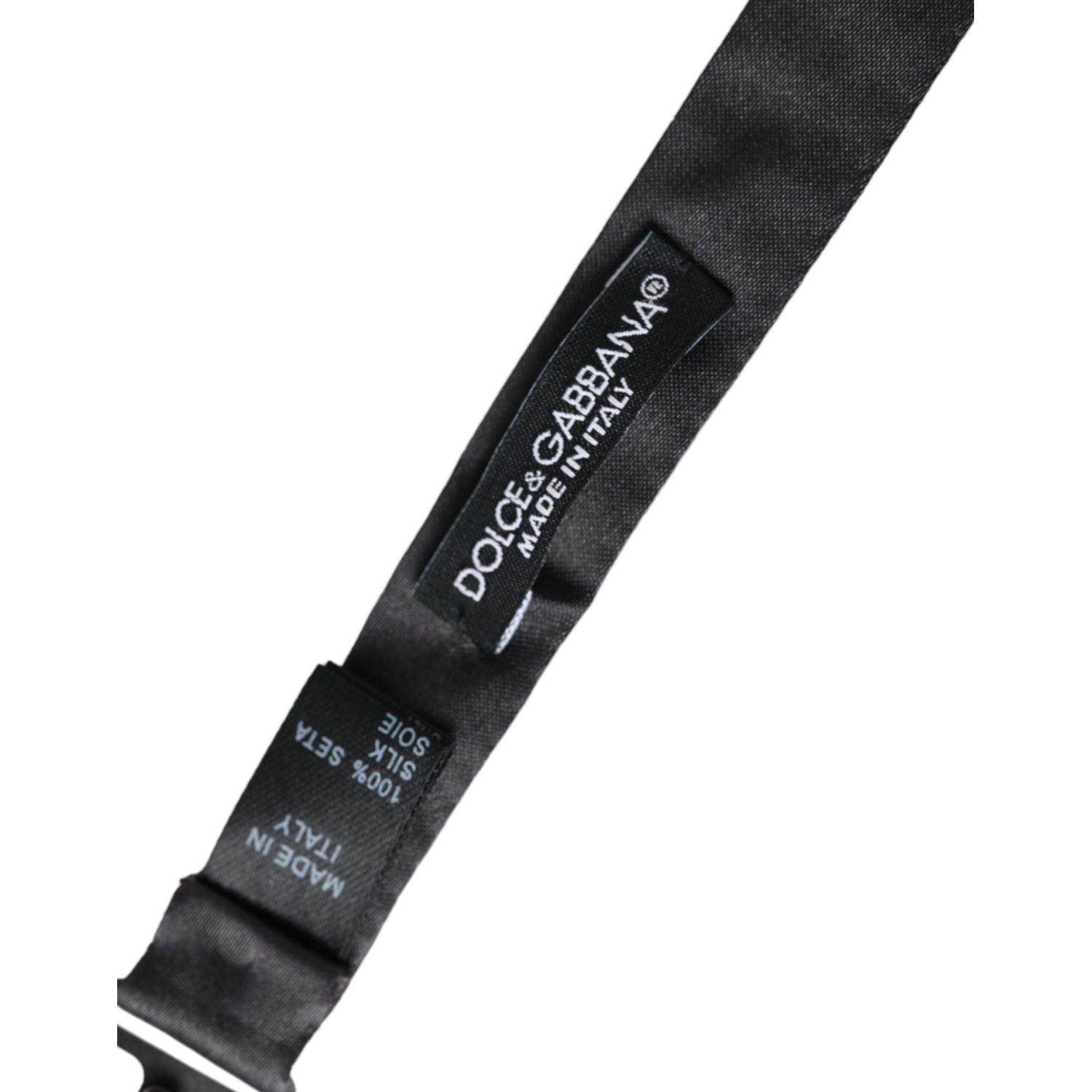 Dolce & Gabbana Black Satin Silk Adjustable Neck Men Bow Tie