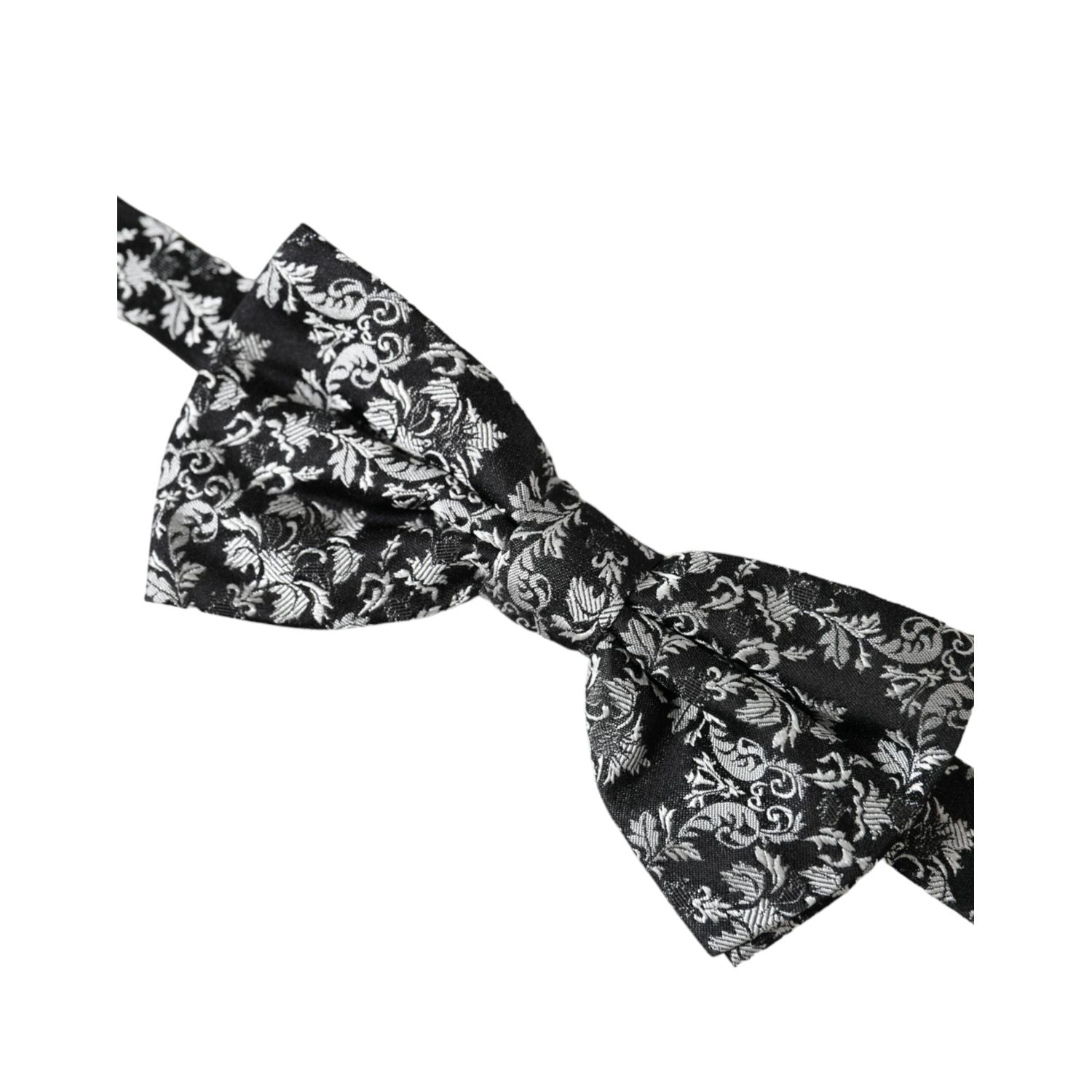 Dolce & Gabbana Black Floral Silk Adjustable Neck Men Bow Tie