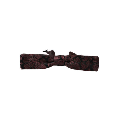 Dolce & Gabbana Maroon Floral Silk Adjustable Neck Men Bow Tie