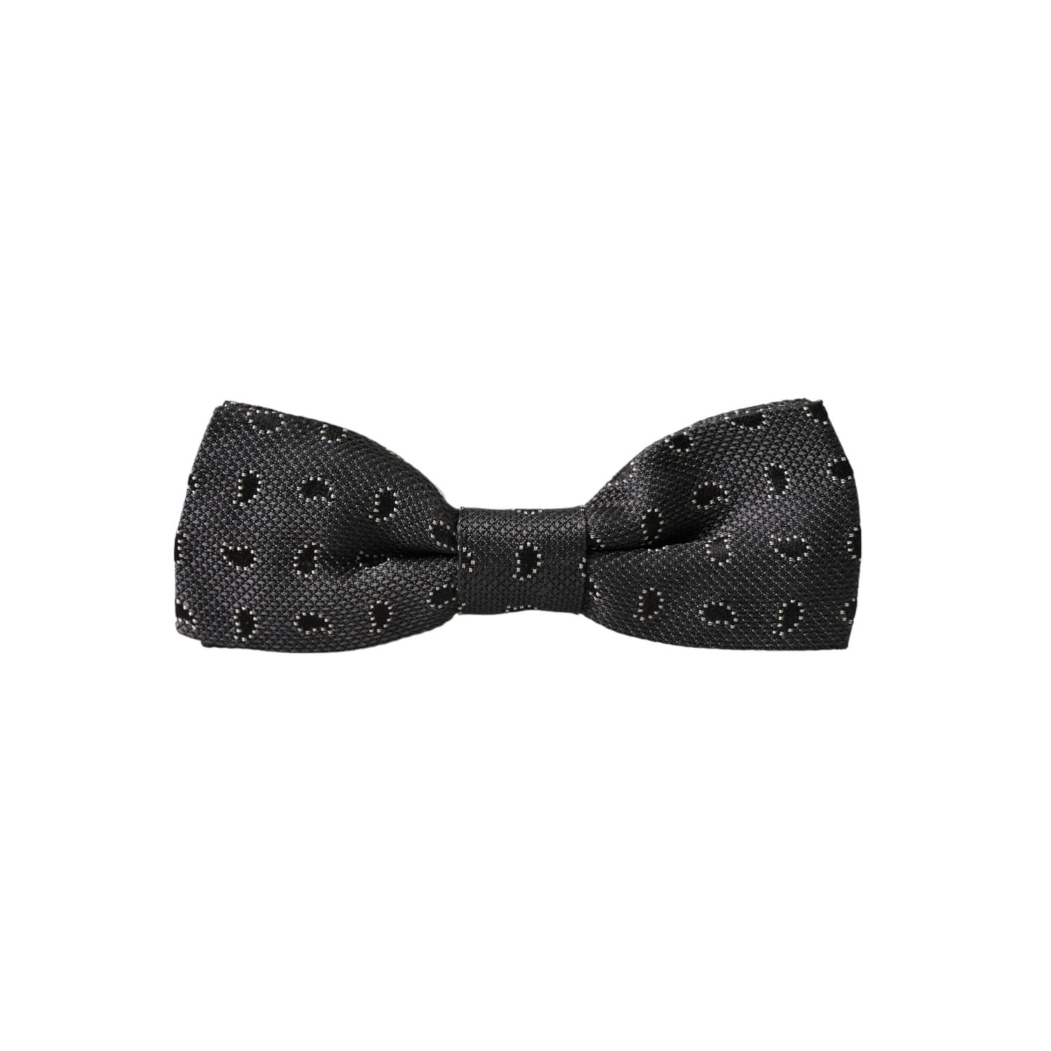 Dolce & Gabbana Black Silk Patterned Adjustable Neck Men Bow Tie