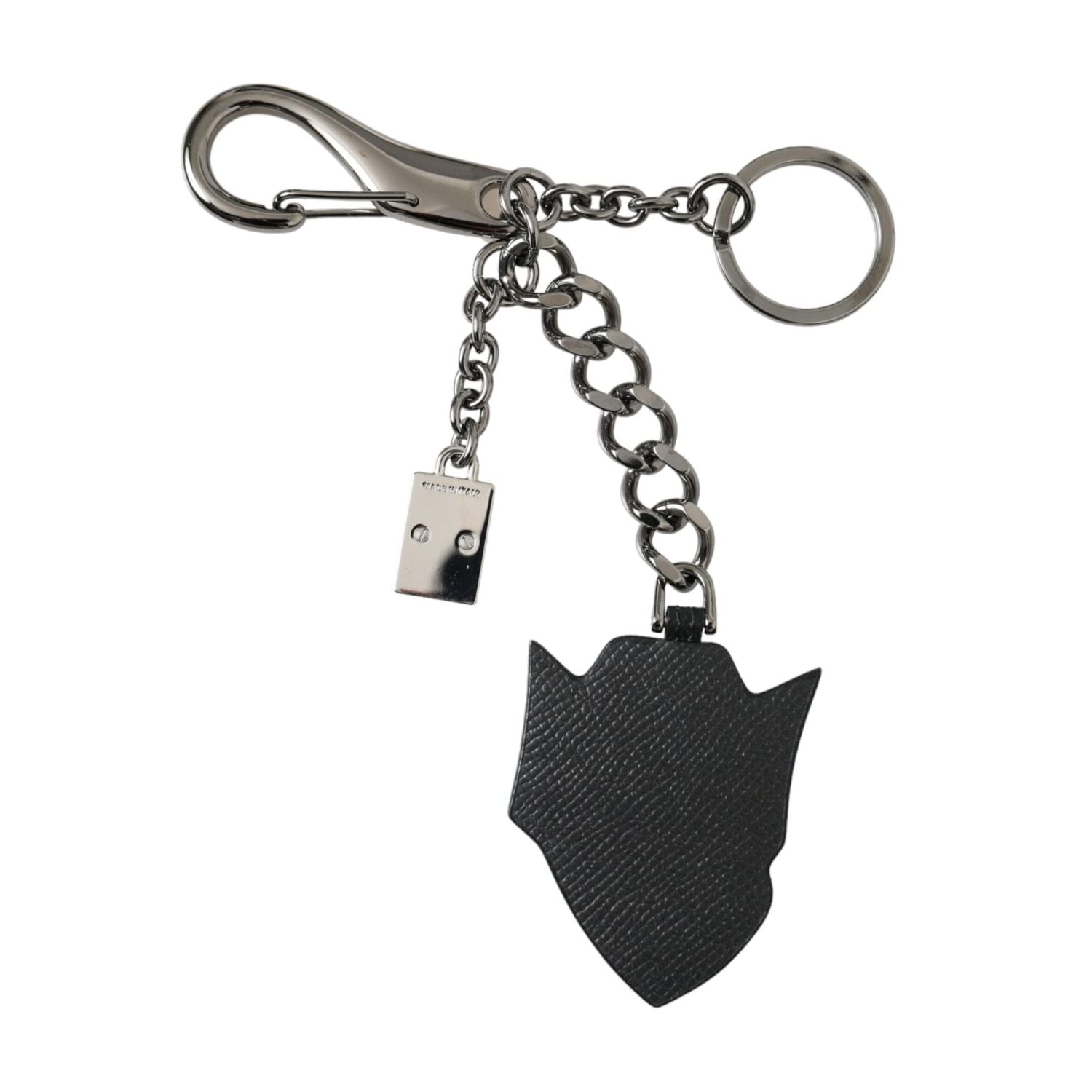 Dolce & Gabbana Black Prince Studs Logo Silver Brass Keychain Keyring