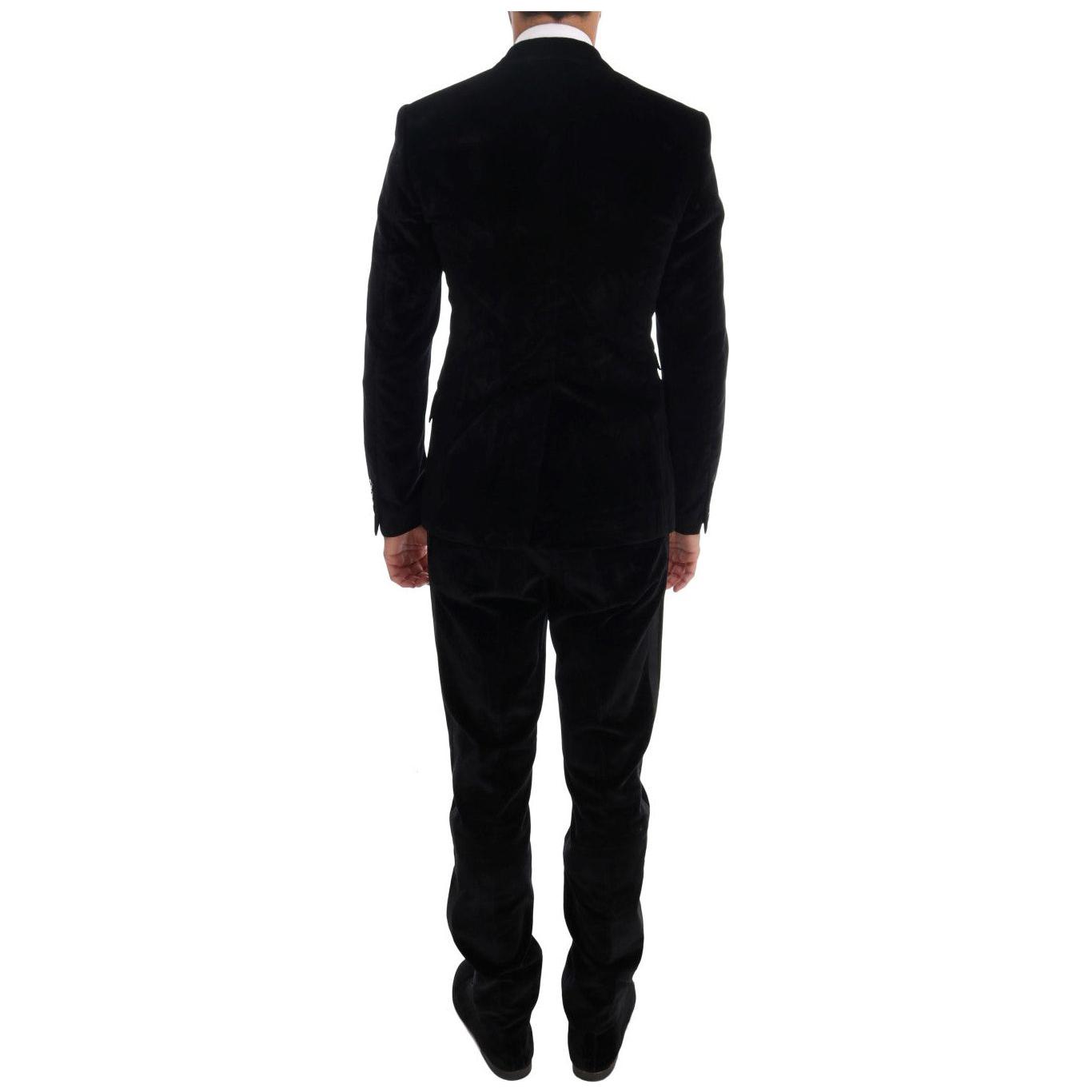 Dolce & Gabbana Black Velvet Slim Double Breasted Suit