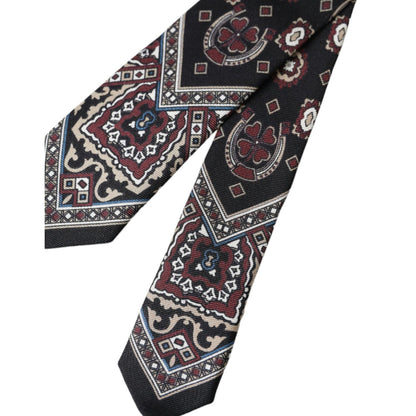 Dolce & Gabbana Black Printed 100% Silk Adjustable Men Tie