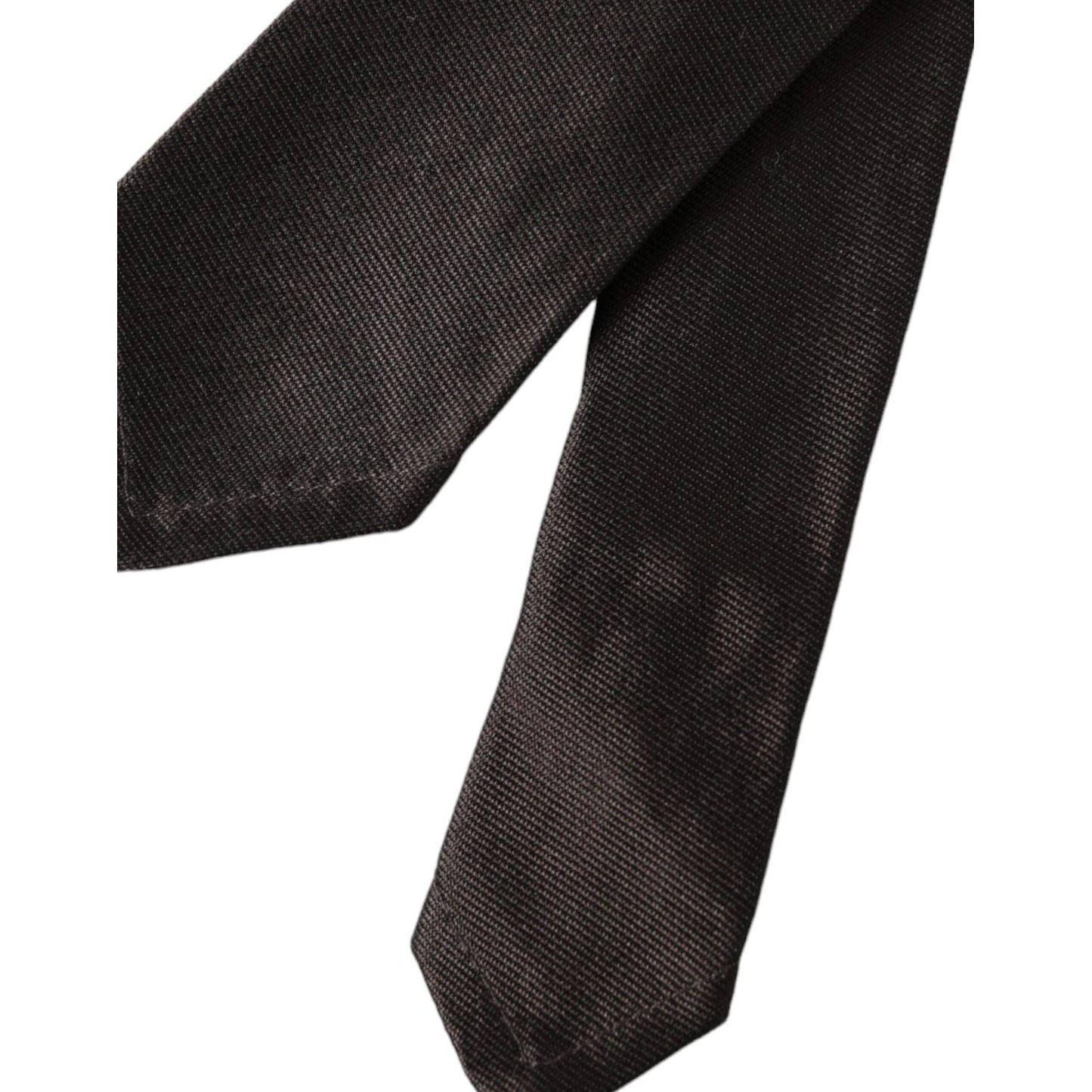 Dolce & Gabbana Brown Solid 100% Silk Adjustable Tie KRA3382