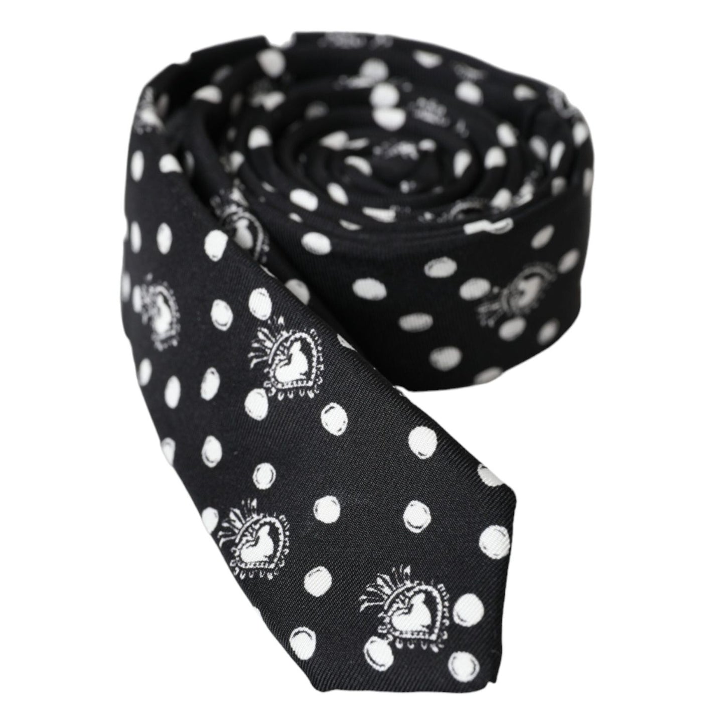 Dolce & Gabbana Black Heart Polka Dot Adjustable Tie