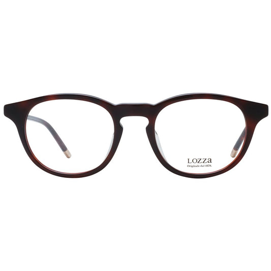 Lozza Brown Men Glasses Frame in acetate, full-rim style, round shape, perfect for a classic look.
