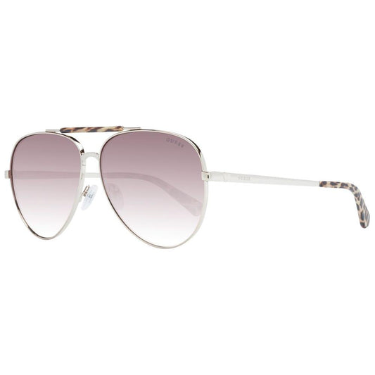 Guess brown unisex aviator sunglasses with metal full-rim frame and gradient lenses, includes branded case, 100% UVA & UVB protection.