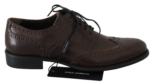 Dolce & Gabbana Brown Leather Brogue Derby Dress Shoes MV2469-44.5
