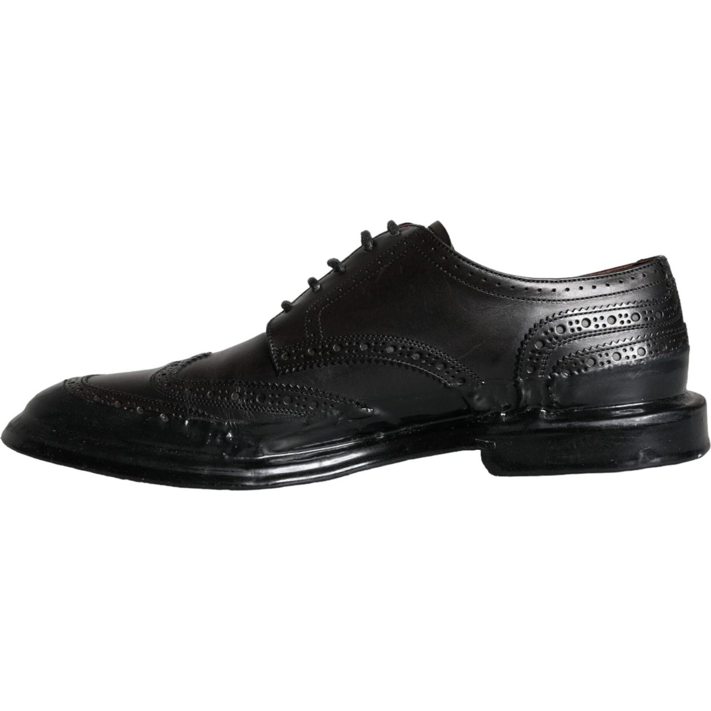 Dolce & Gabbana Black Leather Oxford Wingtip Formal Men Shoes